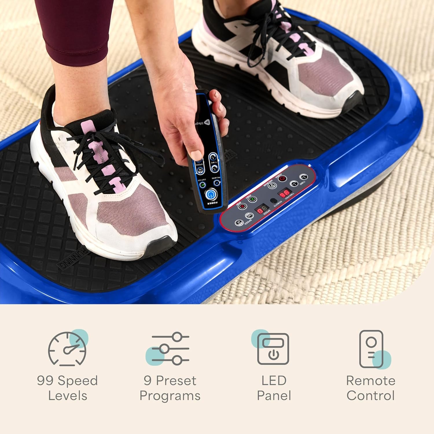 Vibration Plate Exercise Machine Silver- Whole Body Workout Vibration Fitness Platform W/ Loop Bands - Home Training Equipment - Remote, Balance Straps, Videos & Manual