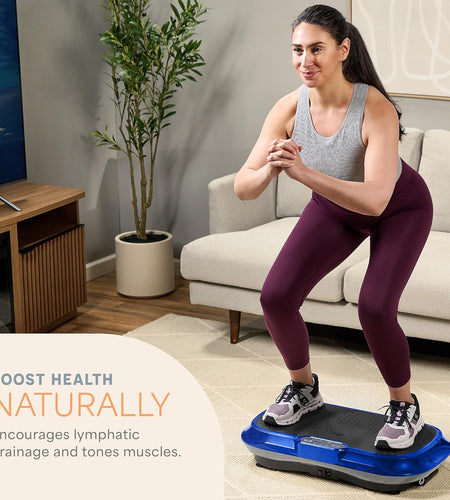 Vibration Plate Exercise Machine Silver- Whole Body Workout Vibration Fitness Platform W/ Loop Bands - Home Training Equipment - Remote, Balance Straps, Videos & Manual