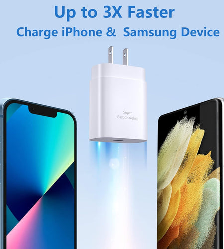 USB C Charger Block,  25W Super Fast Charger Type C Charging Block Compatible Iphone 15/14/13 Pro/12 Mini/11 Pro Max/Xs/Xr/Se/Ipad Pro, Samsung S23/S22 Ultra/S21 Plus/S20 FE-3 Pack White
