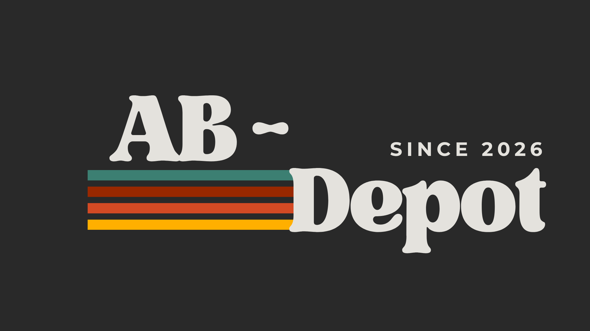 AB Depot logo with colorful stripes on a black background