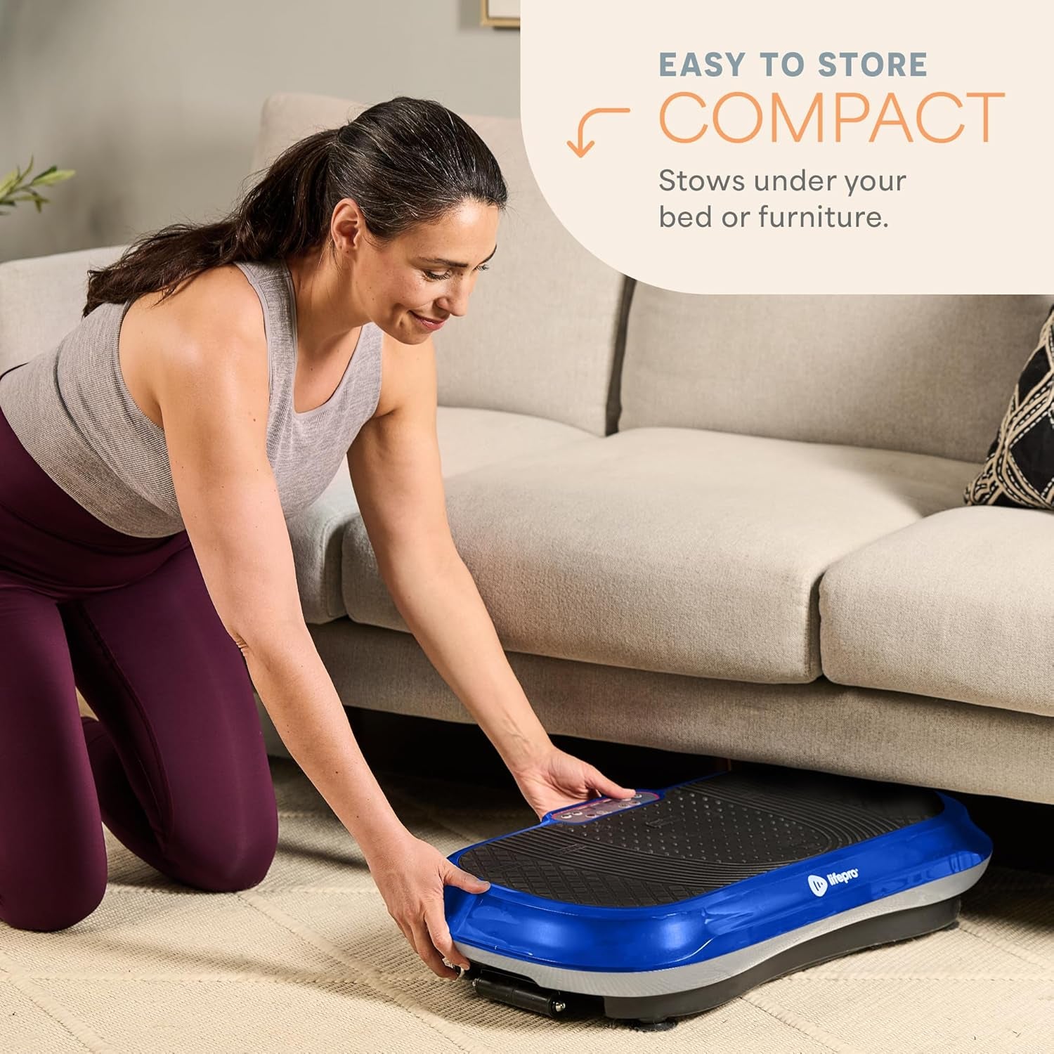 Vibration Plate Exercise Machine Silver- Whole Body Workout Vibration Fitness Platform W/ Loop Bands - Home Training Equipment - Remote, Balance Straps, Videos & Manual