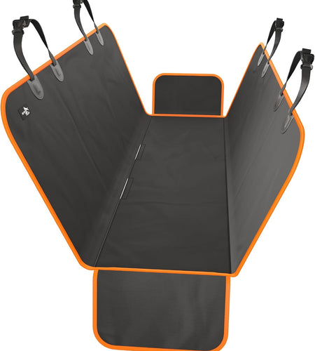 Dog Car Seat Cover Car Seat Protector- Dog Seat Cover for Back Seat of Suvs, Trucks, Cars - Waterproof & Convertible Dog Hammock for Car Backseat - Dog Travel Accessories -Orange, XL